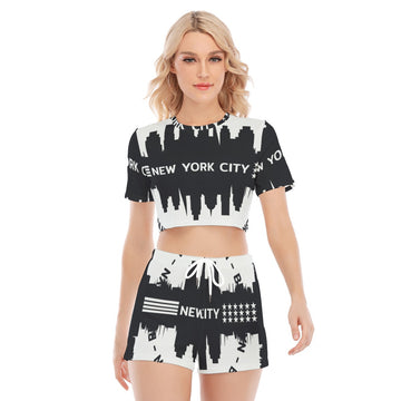 Women's O-neck T-shirt Shorts Suit