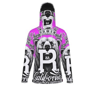 Pink Men's Heavy Fleece Hoodie With Mask