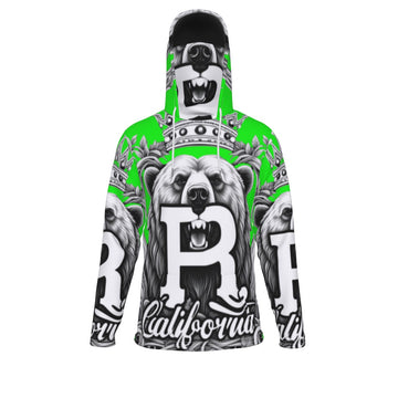 Green Men's Heavy Fleece Hoodie With Mask