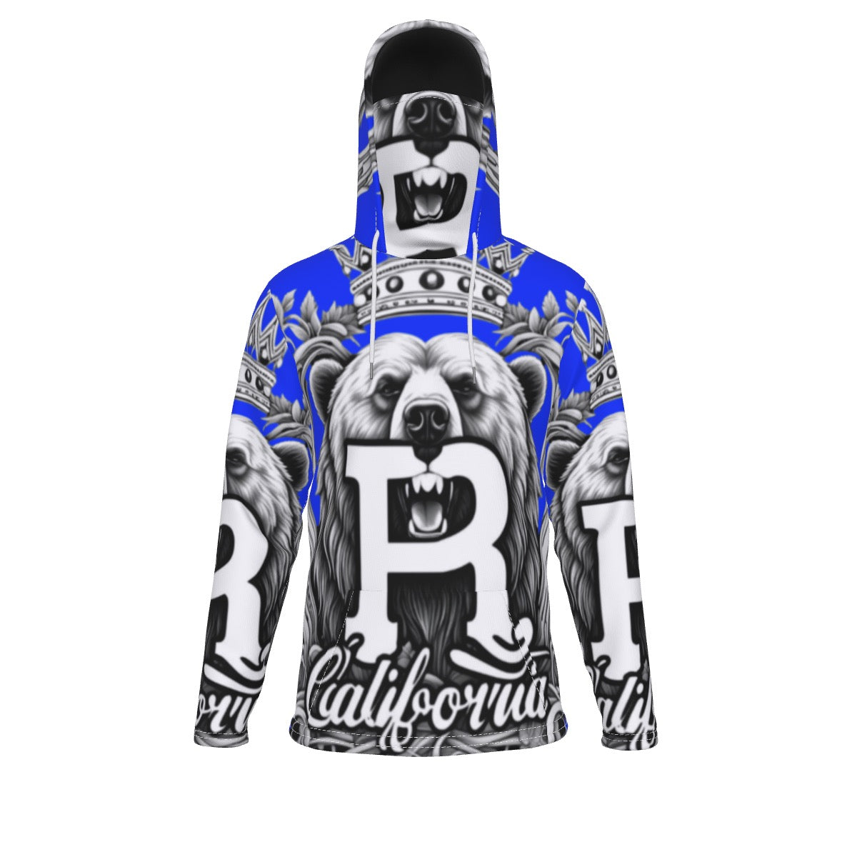 Blue Men's Heavy Fleece Hoodie With Mask