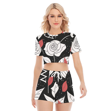 Women's O-neck T-shirt Shorts Suit