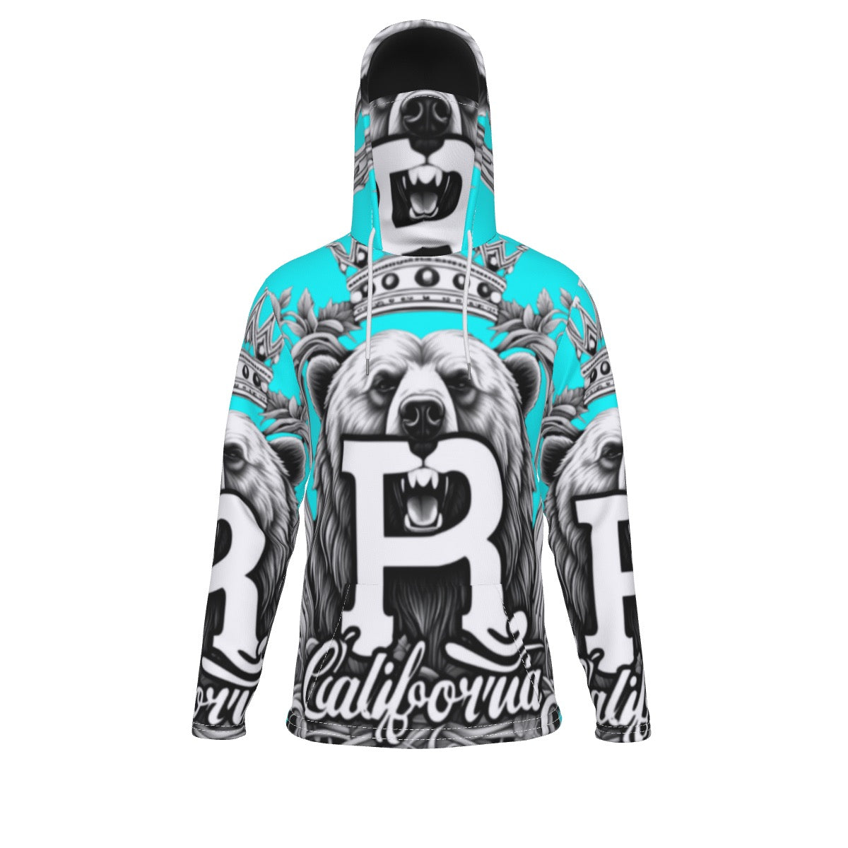 Baby Blue Men's Heavy Fleece Hoodie With Mask