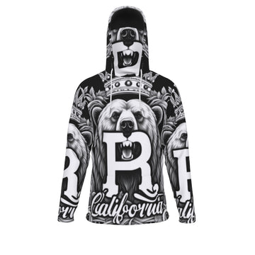 Black Men's Heavy Fleece Hoodie With Mask