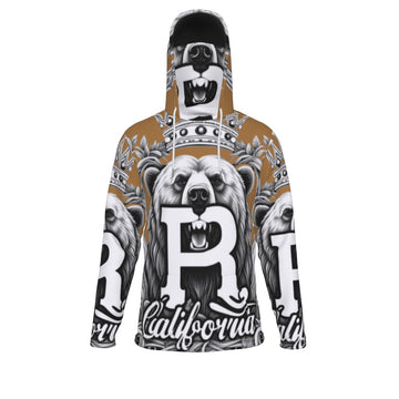 Brown Men's Heavy Fleece Hoodie With Mask
