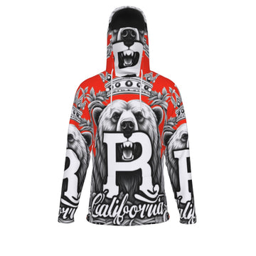Red Men's Heavy Fleece Hoodie With Mask