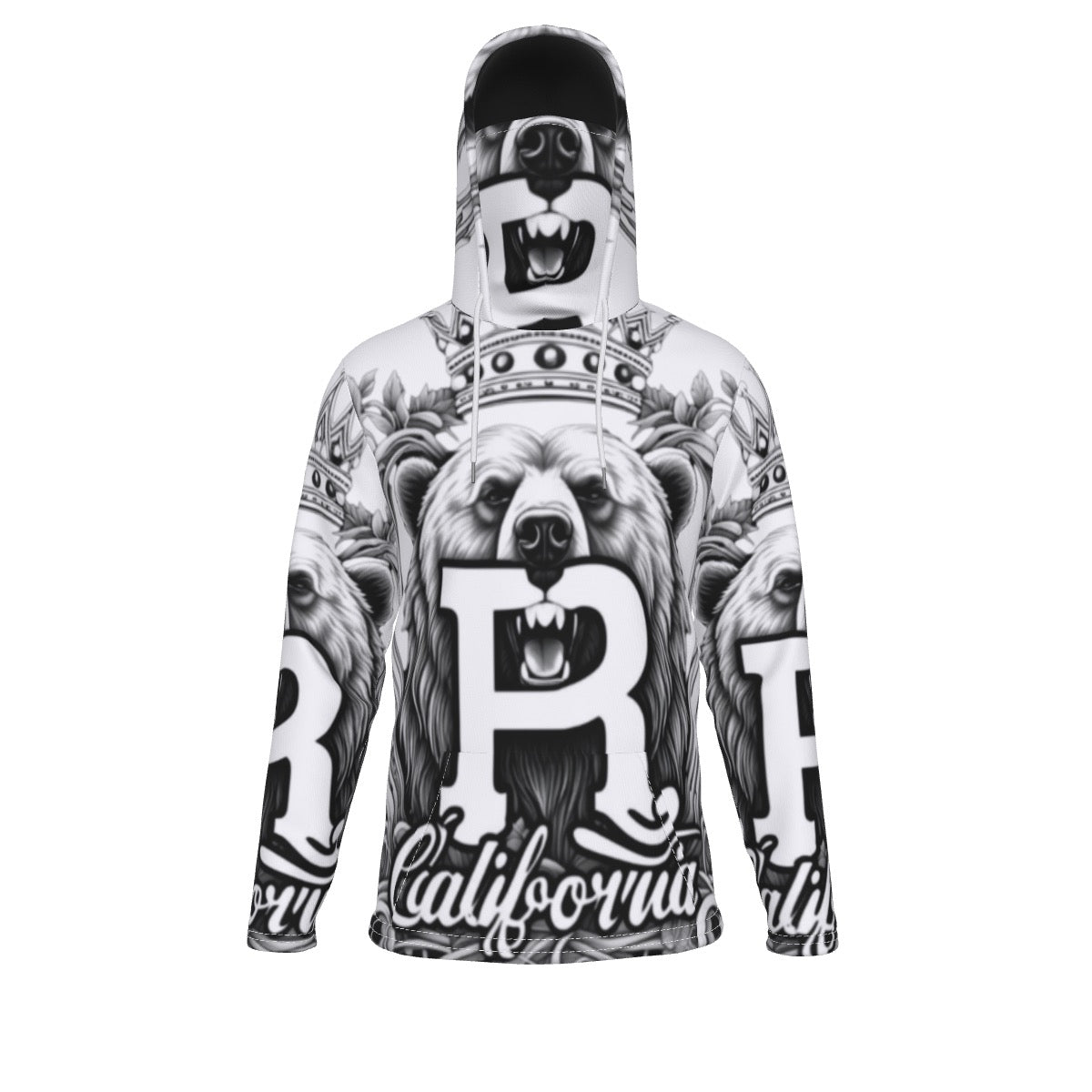 White Men's Heavy Fleece Hoodie With Mask
