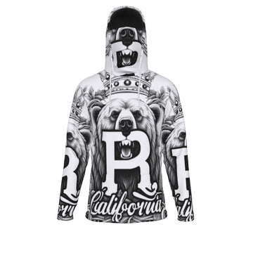 White Men's Heavy Fleece Hoodie With Mask