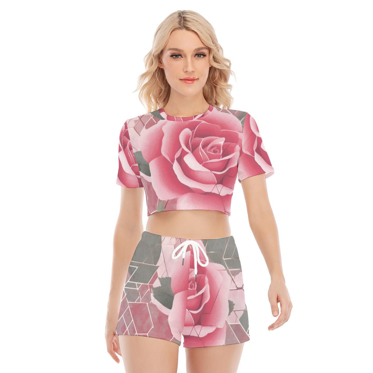 Women's O-neck T-shirt Shorts Suit