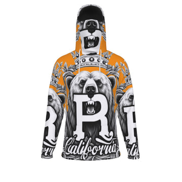 Orange Men's Heavy Fleece Hoodie With Mask